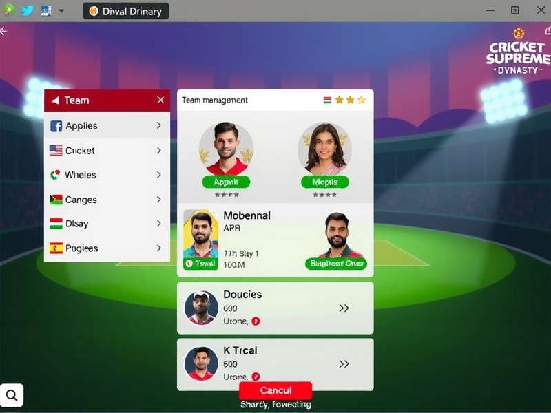Cricket Supreme Dynasty Team Management Interface